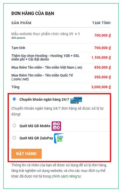 Hướng dẫn thanh toán tại Làm Web Siêu Tốc